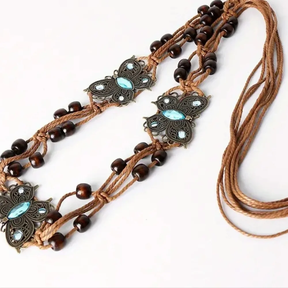 Boho Butterfly Flower Wax Rope Waistband